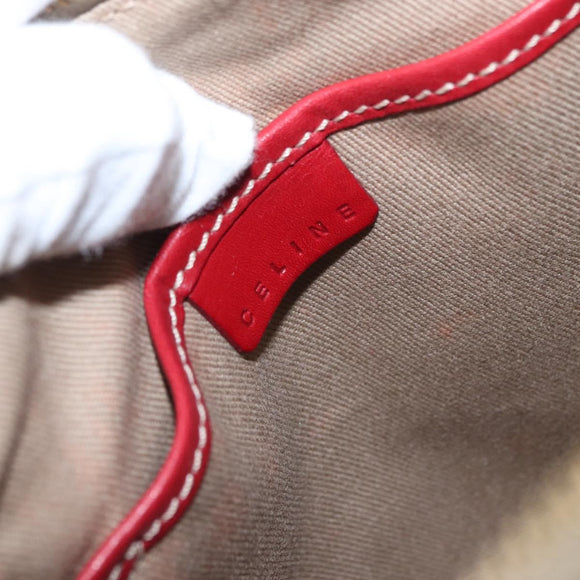 CELINE Macadam Canvas Shoulder Bag PVC Beige Gold Auth 161067