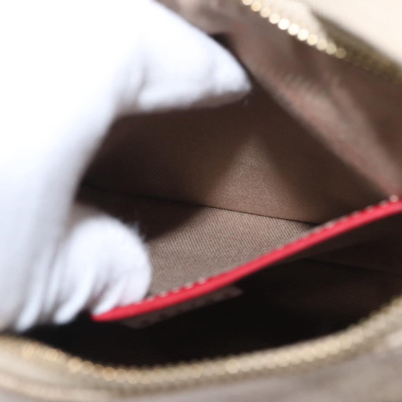 CELINE Macadam Canvas Shoulder Bag PVC Beige Gold Auth 161067