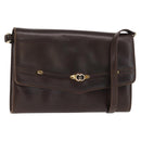 GUCCI Shoulder Bag Leather Dark Brown Gold 406 004 2008 Auth 161069-1