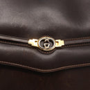 GUCCI Shoulder Bag Leather Dark Brown Gold 406 004 2008 Auth 161069-17
