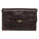 GUCCI Shoulder Bag Leather Dark Brown Gold 406 004 2008 Auth 161069-13