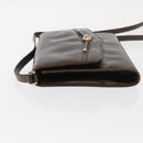 GUCCI Shoulder Bag Leather Dark Brown Gold 406 004 2008 Auth 161069-4