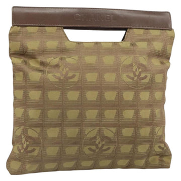 CHANEL New Travel Line Hand Bag Nylon Beige CC Auth 161076V