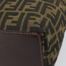 FENDI Zucca Canvas Hand Bag Black Brown Auth 161080-9