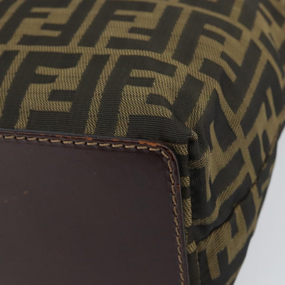 FENDI Zucca Canvas Hand Bag Black Brown Auth 161080