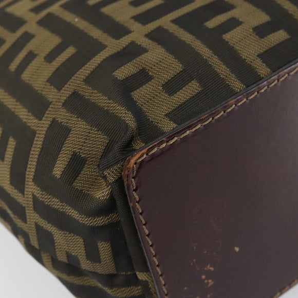 FENDI Zucca Canvas Hand Bag Black Brown Auth 161080
