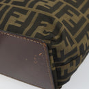 FENDI Zucca Canvas Hand Bag Black Brown Auth 161080-15