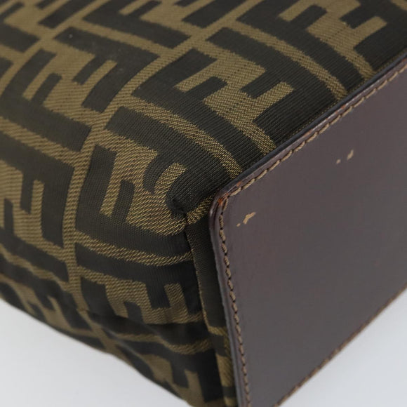 FENDI Zucca Canvas Hand Bag Black Brown Auth 161080