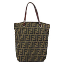 FENDI Zucca Canvas Hand Bag Black Brown Auth 161080-2
