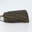 FENDI Zucca Canvas Hand Bag Black Brown Auth 161080-4