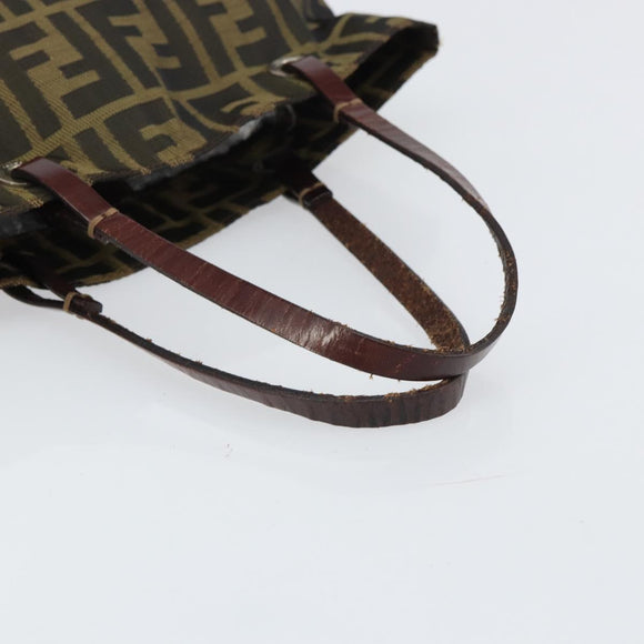 FENDI Zucca Canvas Hand Bag Black Brown Auth 161080