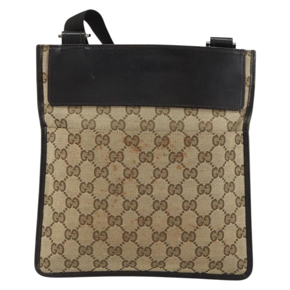 GUCCI GG Canvas Shoulder Bag Beige Silver 019 0348 Auth 161082
