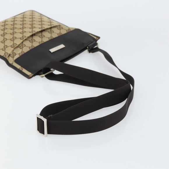 GUCCI GG Canvas Shoulder Bag Beige Silver 019 0348 Auth 161082