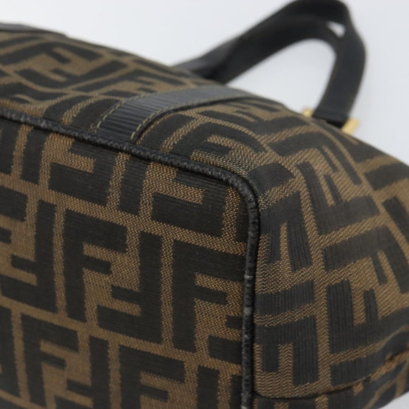 FENDI Zucca Canvas Hand Bag Black Brown Auth 161083