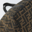 FENDI Zucca Canvas Hand Bag Black Brown Auth 161083-11