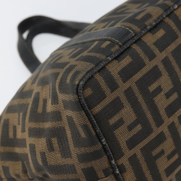 FENDI Zucca Canvas Hand Bag Black Brown Auth 161083