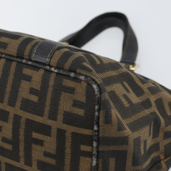 FENDI Zucca Canvas Hand Bag Black Brown Auth 161083