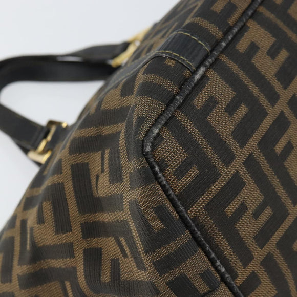 FENDI Zucca Canvas Hand Bag Black Brown Auth 161083