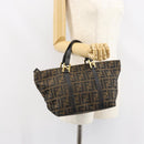 FENDI Zucca Canvas Hand Bag Black Brown Auth 161083-21