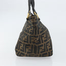 FENDI Zucca Canvas Hand Bag Black Brown Auth 161083-4