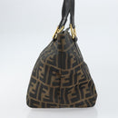 FENDI Zucca Canvas Hand Bag Black Brown Auth 161083-5