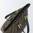 FENDI Zucca Canvas Hand Bag Black Brown Auth 161083-6