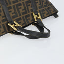 FENDI Zucca Canvas Hand Bag Black Brown Auth 161083-7