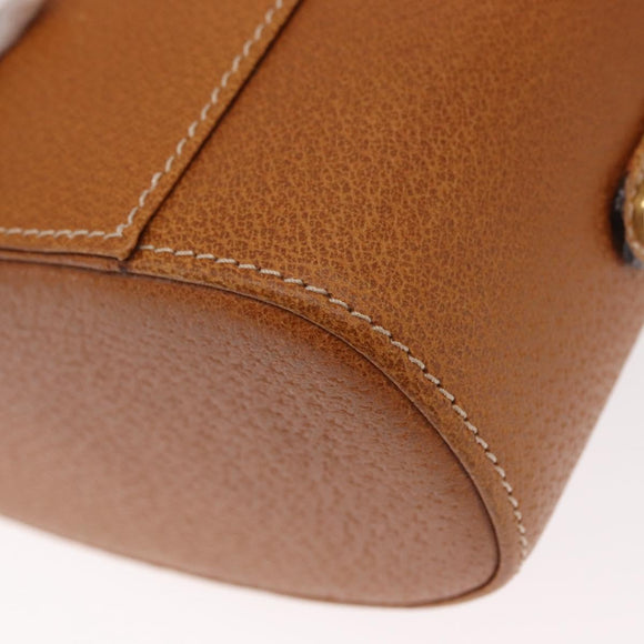 LOEWE Vanity Hand Bag Leather 2way Brown Gold Auth 161089