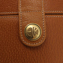 LOEWE Vanity Hand Bag Leather 2way Brown Gold Auth 161089-18