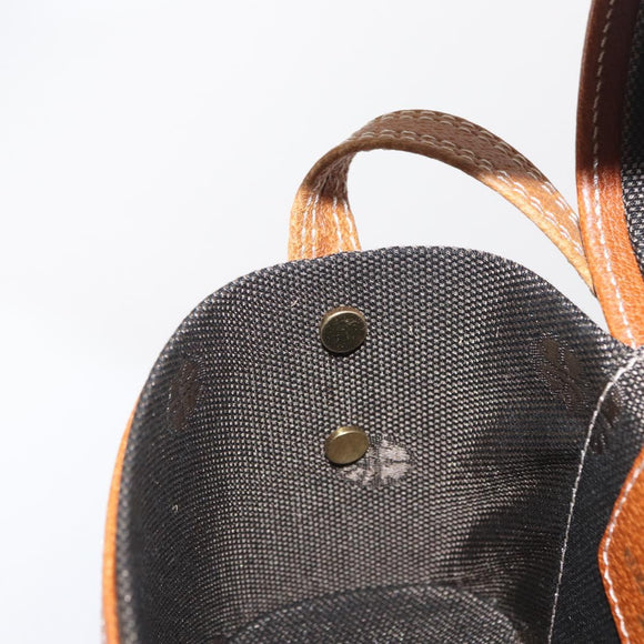 LOEWE Vanity Hand Bag Leather 2way Brown Gold Auth 161089