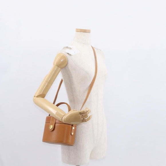 LOEWE Vanity Hand Bag Leather 2way Brown Gold Auth 161089