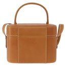 LOEWE Vanity Hand Bag Leather 2way Brown Gold Auth 161089-2