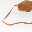LOEWE Vanity Hand Bag Leather 2way Brown Gold Auth 161089-8