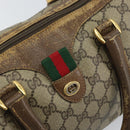 GUCCI GG Supreme Web Sherry Line Boston Bag PVC Beige Gold 40 02 006 Auth 161096-17