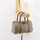 GUCCI GG Supreme Web Sherry Line Boston Bag PVC Beige Gold 40 02 006 Auth 161096-23