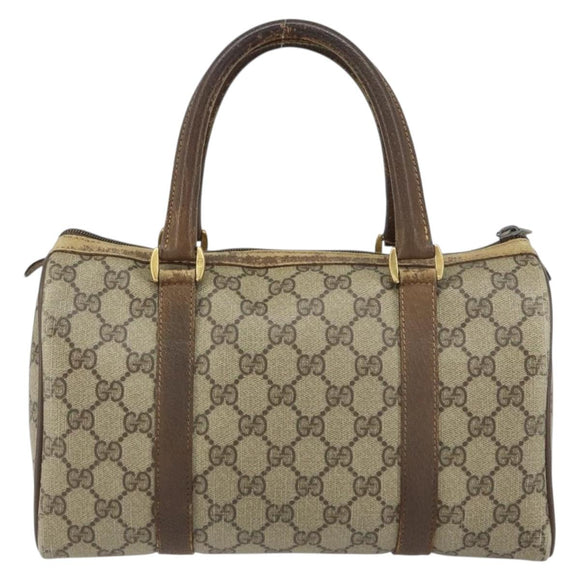 GUCCI GG Supreme Web Sherry Line Boston Bag PVC Beige Gold 40 02 006 Auth 161096