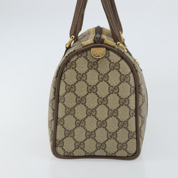GUCCI GG Supreme Web Sherry Line Boston Bag PVC Beige Gold 40 02 006 Auth 161096