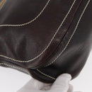 CELINE Shoulder Bag Leather Dark Brown Gold Auth 161102-10