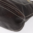 CELINE Shoulder Bag Leather Dark Brown Gold Auth 161102-11