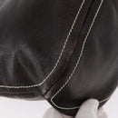 CELINE Shoulder Bag Leather Dark Brown Gold Auth 161102-12