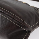 CELINE Shoulder Bag Leather Dark Brown Gold Auth 161102-13