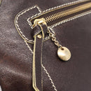 CELINE Shoulder Bag Leather Dark Brown Gold Auth 161102-15