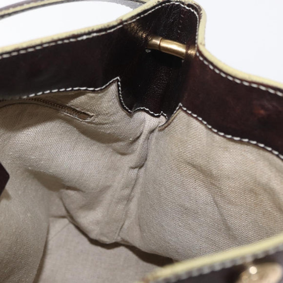 CELINE Shoulder Bag Leather Dark Brown Gold Auth 161102