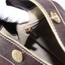 CELINE Shoulder Bag Leather Dark Brown Gold Auth 161102-20