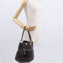 CELINE Shoulder Bag Leather Dark Brown Gold Auth 161102-24