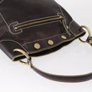 CELINE Shoulder Bag Leather Dark Brown Gold Auth 161102-6