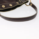 CELINE Shoulder Bag Leather Dark Brown Gold Auth 161102-7