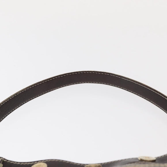 CELINE Shoulder Bag Leather Dark Brown Gold Auth 161102