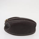 CELINE Shoulder Bag Leather Dark Brown Gold Auth 161102-9