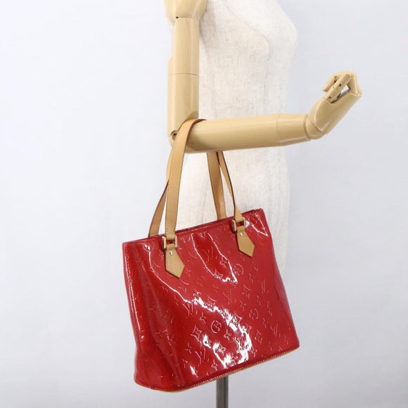 LOUIS VUITTON Monogram Vernis Houston Hand Bag Rouge M91092 LV Auth 161103